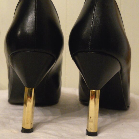 STUART WEITZMAN Black LEATHER Pumps 9 AAA VTG Hexagon High Heel Stiletto Shoes - Picture 13 of 14